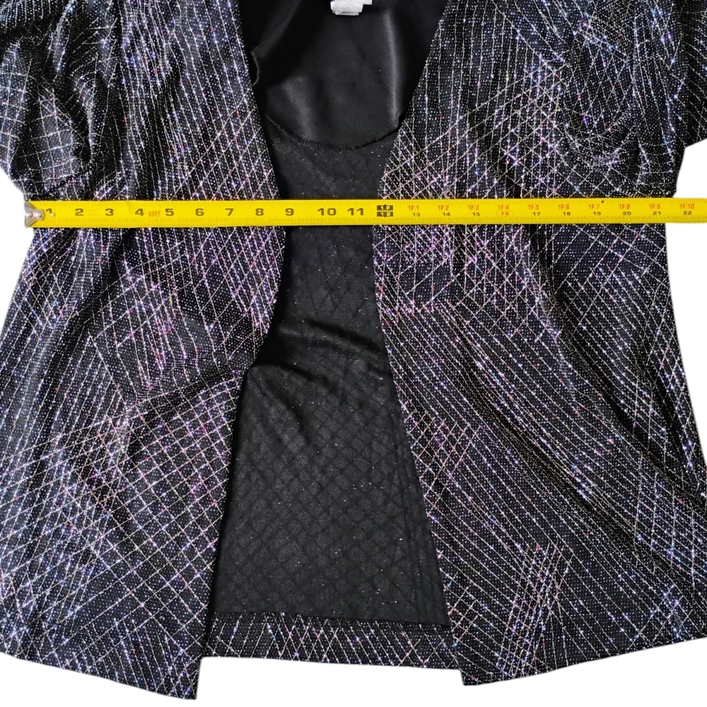 R & M Richards Vintage Black and Silver Sparkling Women's Cardigan Sz 16WP - Picture 3 of 7